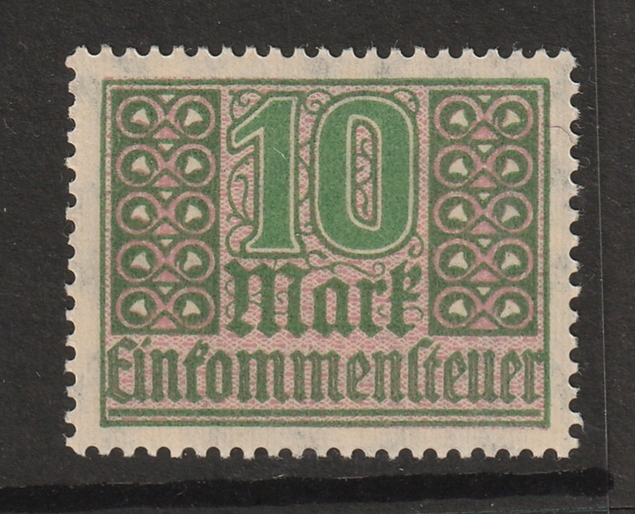 Germany 1920s 10m Tax Revenue MNH / Wmk Quadfoil – S45027