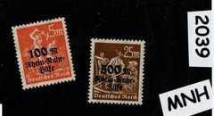 MNH stamp Overprint set Scott B5 & B6 Weimar German Republic 1923 #2039
