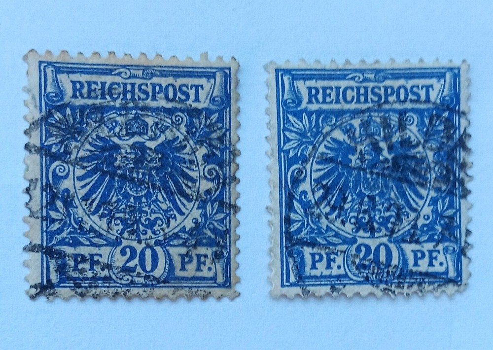 Germany 1889 20 Pf used stamps Scott 49a & 49