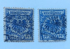 Germany 1889 20 Pf used stamps Scott 49a & 49