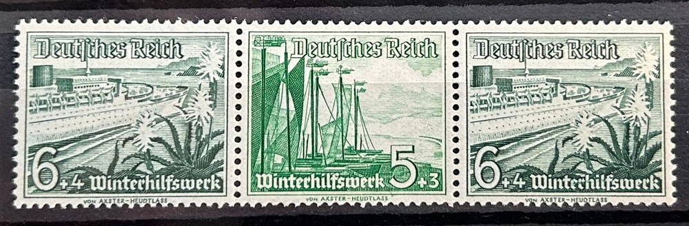 1937 German Stamps – Winter Relief Ships stripe Mi:DR W124 MH* nice /372