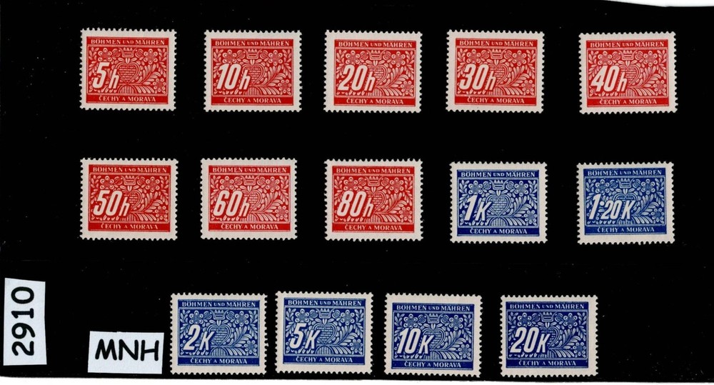 MNH stamp set Jo1-J14 1940 Postage due BaM Germany WWII occupation #2910