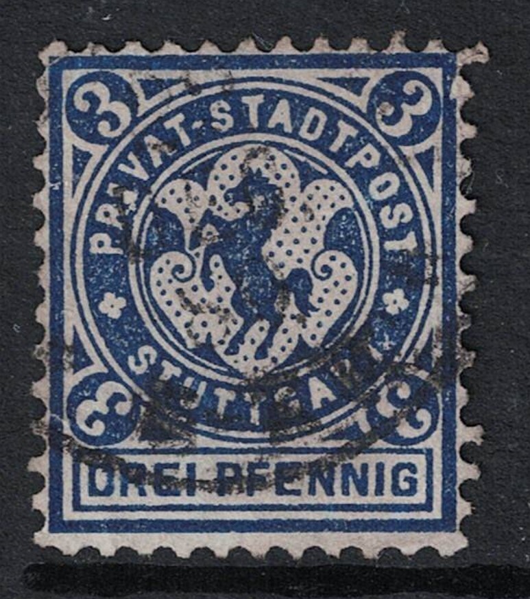 Germany 1890s 3pf DARK Blue Private Stamp Used – S24997