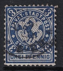 Germany 1890s 3pf DARK Blue Private Stamp Used – S24997