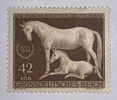 TRAVELSTAMPS: 1944 Germany Stamps Sc #B283 WWII Brown Ribbon Horse MINT OG H