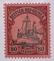 Travelstamps: GERMAN NEW GUINEA STAMPS Kaiser’s Yacht, 80 Pfennig, Mint OG