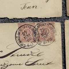 1880s Württemberg to USA Covers Lot x4 Stuttgart Ravensburg 10Pf Pairs Transatla