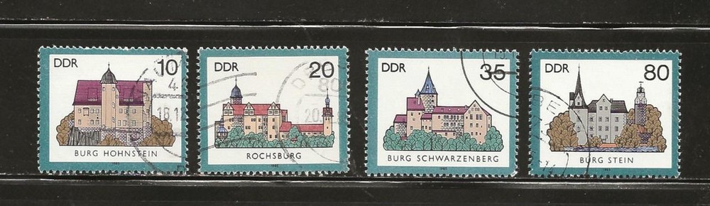 GERMANY – 1985 USED CASTLES STAMP SET – SCOTT 2504-2507 – G281