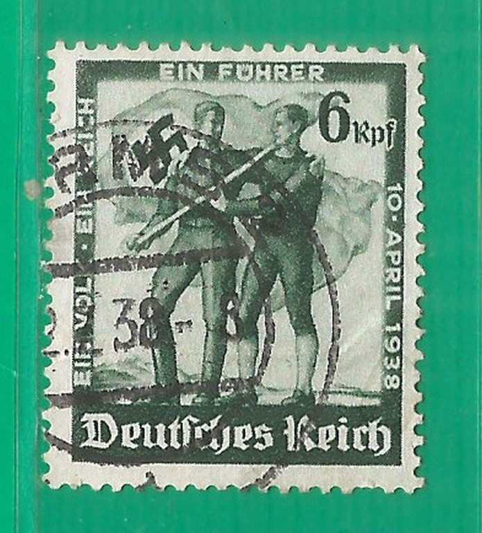Germany Reich 1938 year, used stamp , Mi # 662 Wz.4 flag