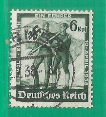 Germany Reich 1938 year, used stamp , Mi # 662 Wz.4 flag