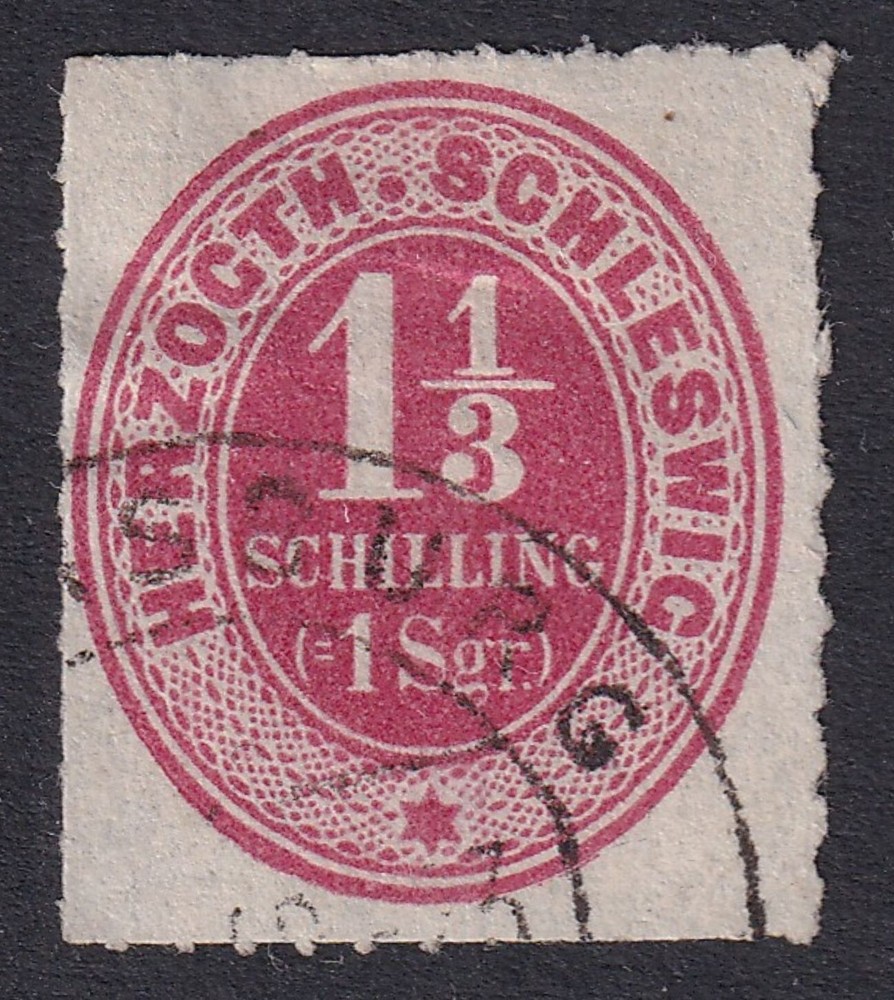 SCHLESWIG-HOLSTEIN 1865 Numeral 11/3s Rose SG 27 Used (CV £100)