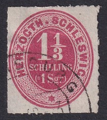 SCHLESWIG-HOLSTEIN 1865 Numeral 11/3s Rose SG 27 Used (CV £100)