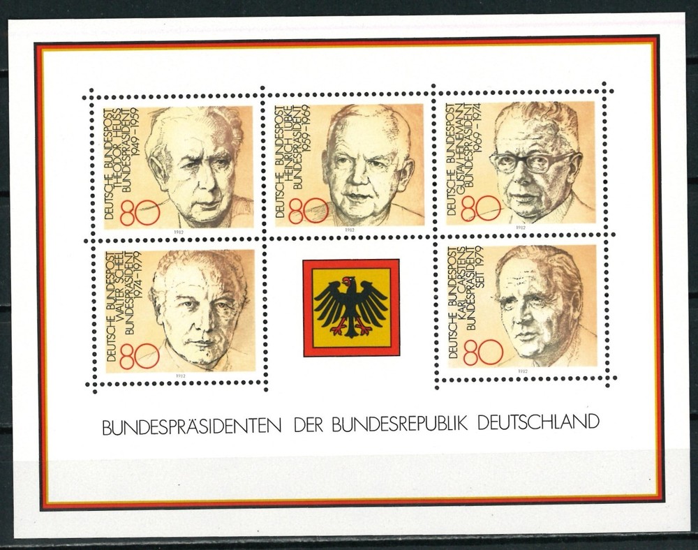 GERMANY BUNDESPOST 1982 Minisheet – Presidents of the Federal Republic – MNH