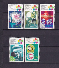 DDR MNH ** 1862-6 Scott 1477-81 World Youth Festival