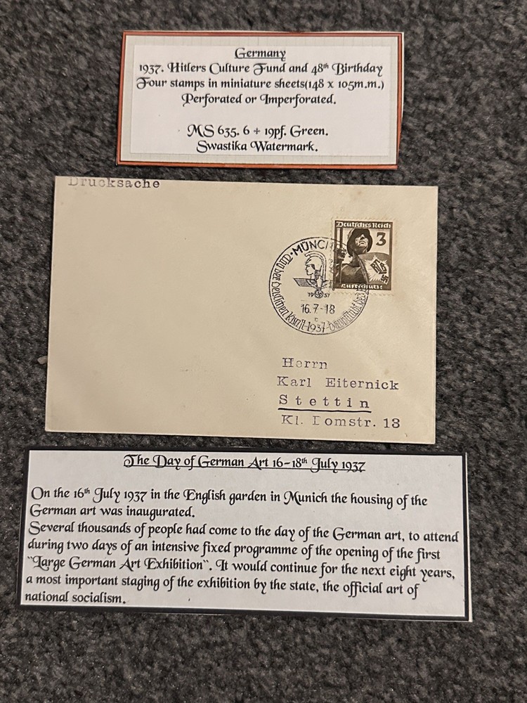 GERMANY 1937 THIRD REICH WWII FDC HITLERS CULTURE FUND AND BIRTHDAY MUNICH PMK