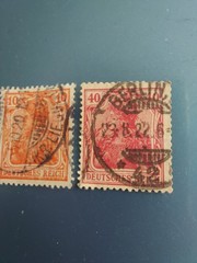 German Rare 10 And 40 Pfennic Post Marks Dates Visable Carmine/red