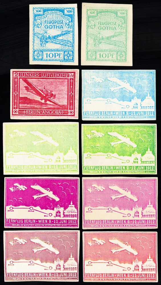 Germany Stamps Lot Of 10 Air Labels 1912