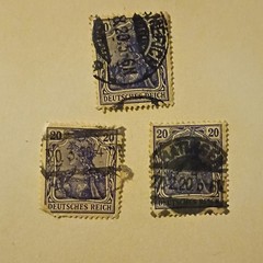 34 Germany Deutsches Reich Used Germania Postage Stamp Lot Handstamped 5-60 Pf