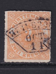 Wurttemberg 1869 MI 37b signed Brun CANC VF / CAT VALUE $330
