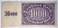 Travelstamps: 1922 Germany Stamps Deutsches Reich 4000 Mark Mi. Nr. 255 MOGNH