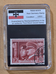 ADOLF HITLER w MUSSOLINI Third Reich Nazi German NSDAP Stamp WW2 Slab case