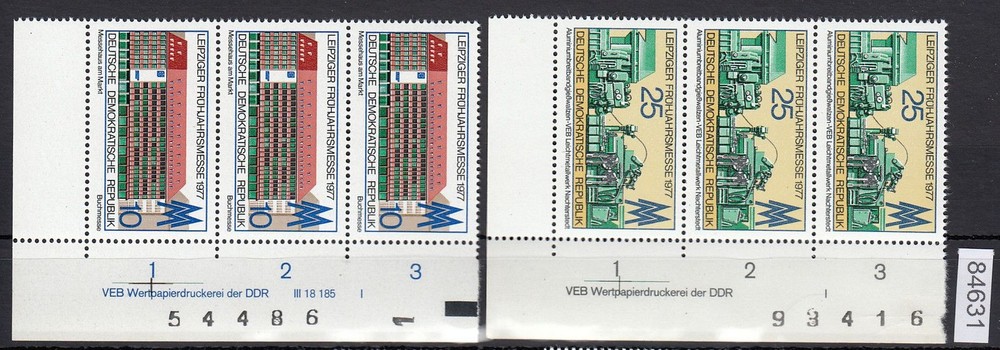 DDR 1977 Michel No. 2208+2209 DV FNr. I Corner Imprint Postfrisch