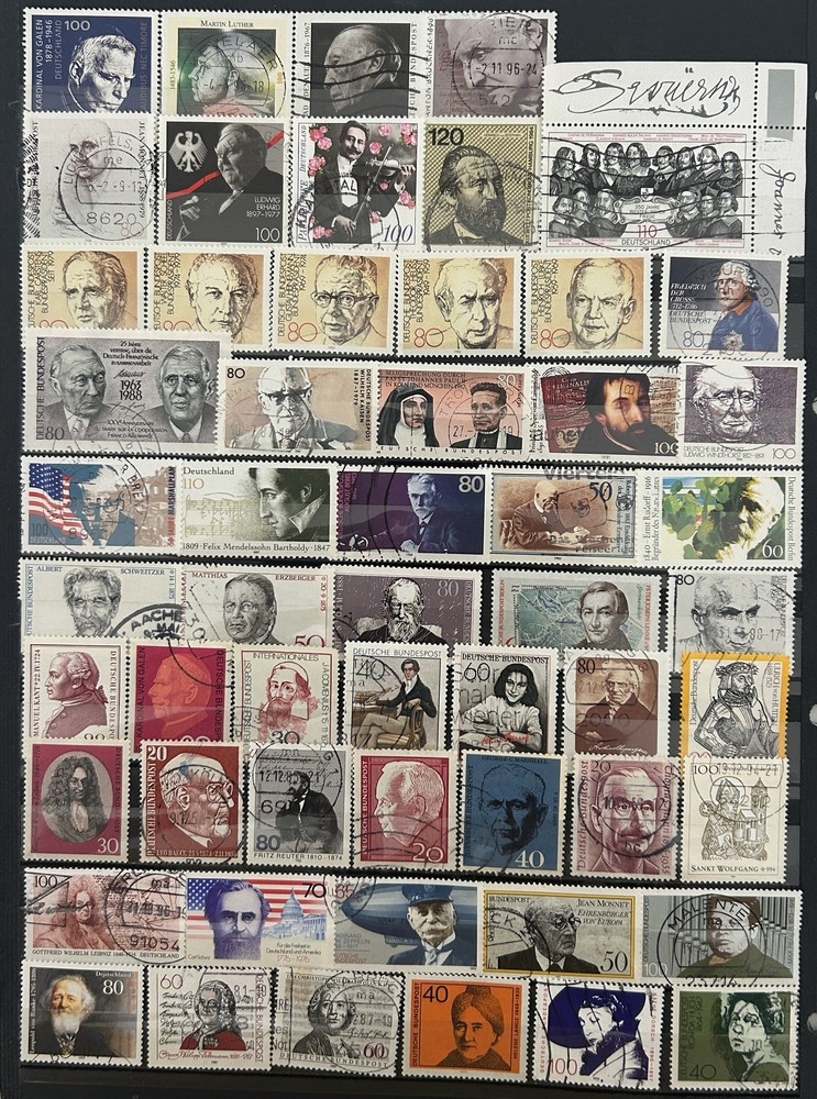 Germany People Stamps Lot 55 Used Famous Persons Bundespost Collection