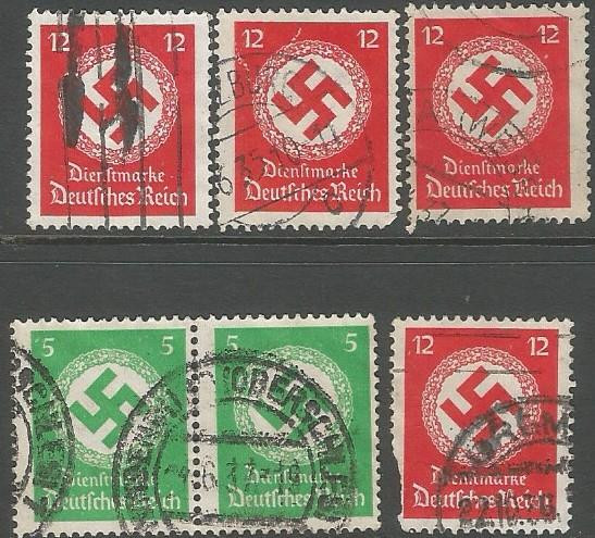 1930’s – 1940’s Authentic Oak wreath around Nazi symbol stamps – used