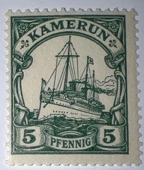 Travelstamps: Germany Kamerun Stamps 5pf Kaiser’s Yacht mint MOGNH WMK