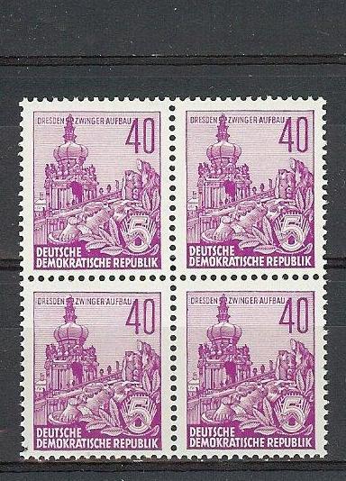Germany DDR 1957 Sc# 336 Dresden 40pf perf 14 block 4 MNH GDR