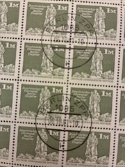 GERMANY DDR STAMPS 1980 Sc #2083 SHEET OF 100 CTO/NH WITH ALL 4 SELVAGES