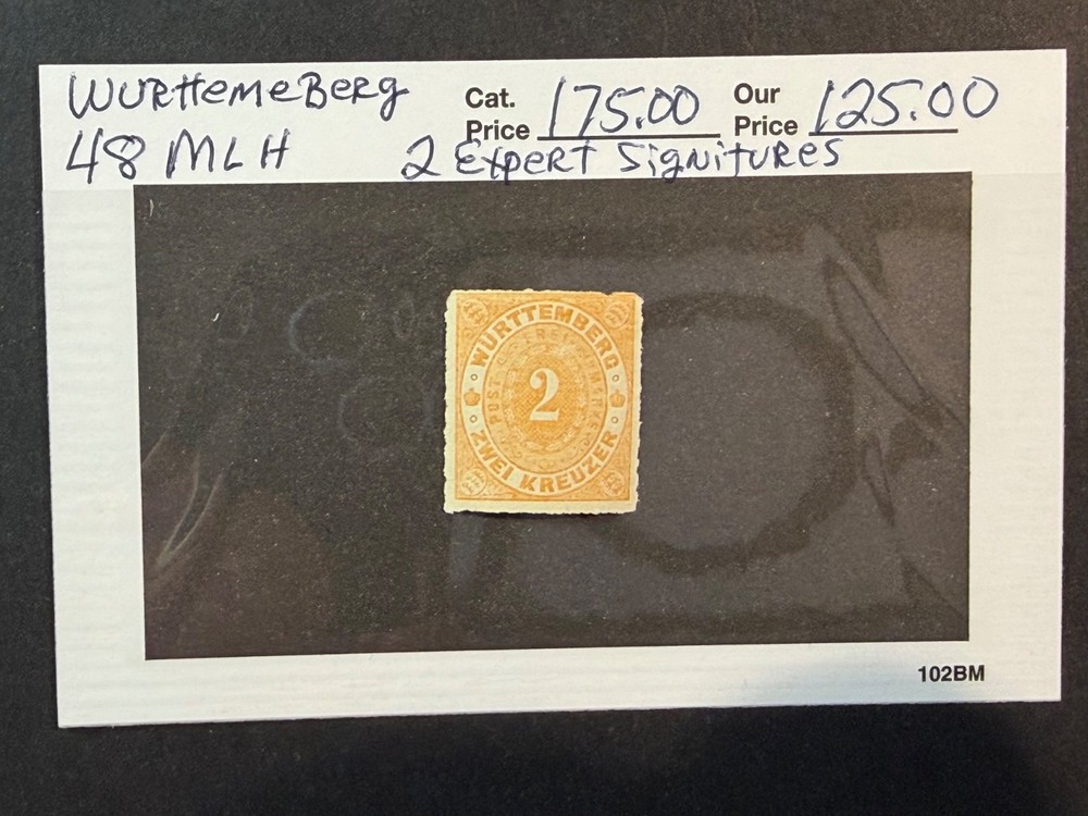 Germany Wurttemberg # 48 MLH 2024 Scott Catalogue Value $ 175.00