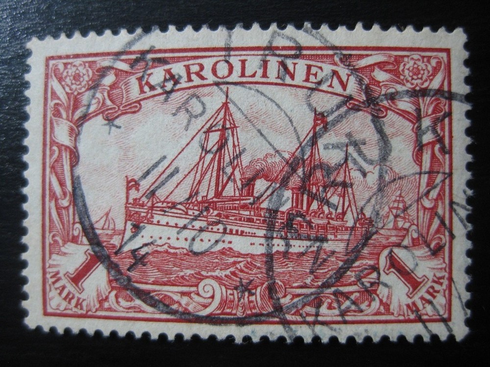 KAROLINEN GERMAN COLONY Mi. #16 used Kaiser Yacht stamp w/ Truk cancel!