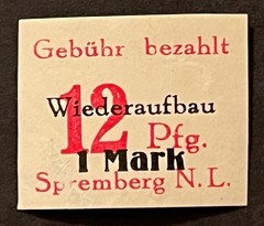 Travelstamps: 1946 Germany Spielberg Local Fee Paid OP Imperf Stamp 1m/12pf MOGH