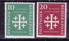 Germany 744-45 MNH OG 1956 German Protestants Meeting Evangelical Synod Set