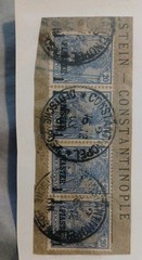 German Reichspost 20Pfenning X4 W/ 1Piaster1 Overprint Postmark Constantinople!!