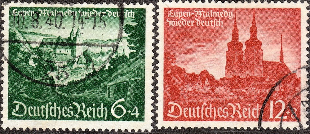 Stamp Germany Mi 748-9 Sc B174-5 1940 WWII 3rd Reich Eupen Malmedy Belgium Used