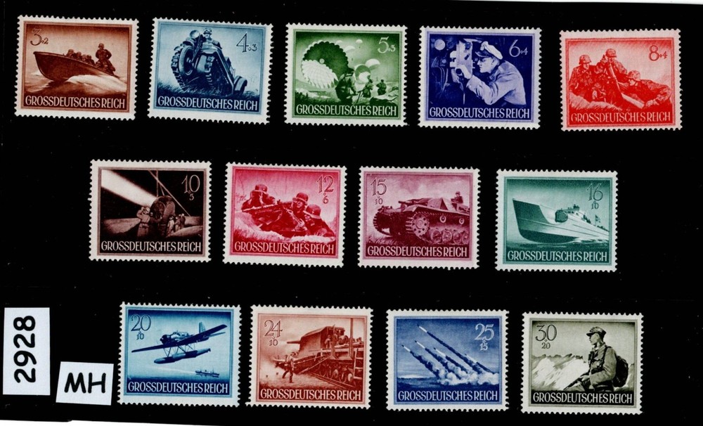 MH stamp set B257-269 1944 Military Hero’s Day Third Reich WWII Germany #2928