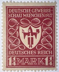 Travelstamps: Germany Stamp Sc# 212/ Mi 199 Sg 118 Arms of Munich 1 1/4m Mognh