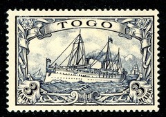 GANDALF – Germany 1900 Togo 3 Mark Yacht Scott #18 Mint Y156
