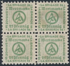 Stamp Germany Revenue Block WWII Fascism Pre 1933 War Storm Troopers SA Set MNG