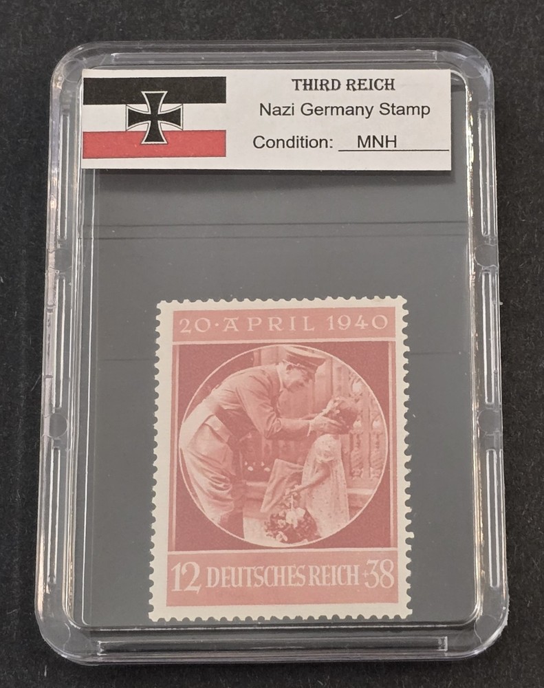 1940 WW2 Nazi German Third Reich Adolf Hitler 51st Birthday MNH Stamp w/ Case