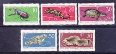 Germany DDR 663-67 MNH 1963 Fauna Beetle Hedgehogs Toad Salamander Turtle Set
