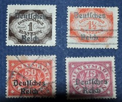 Bavaria – Overprinted German Realm 12 Stamps ~ 1920 – 1923