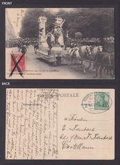 GERMNAY, Postcard Nancy Historical Procession 1909, Railway cancellation