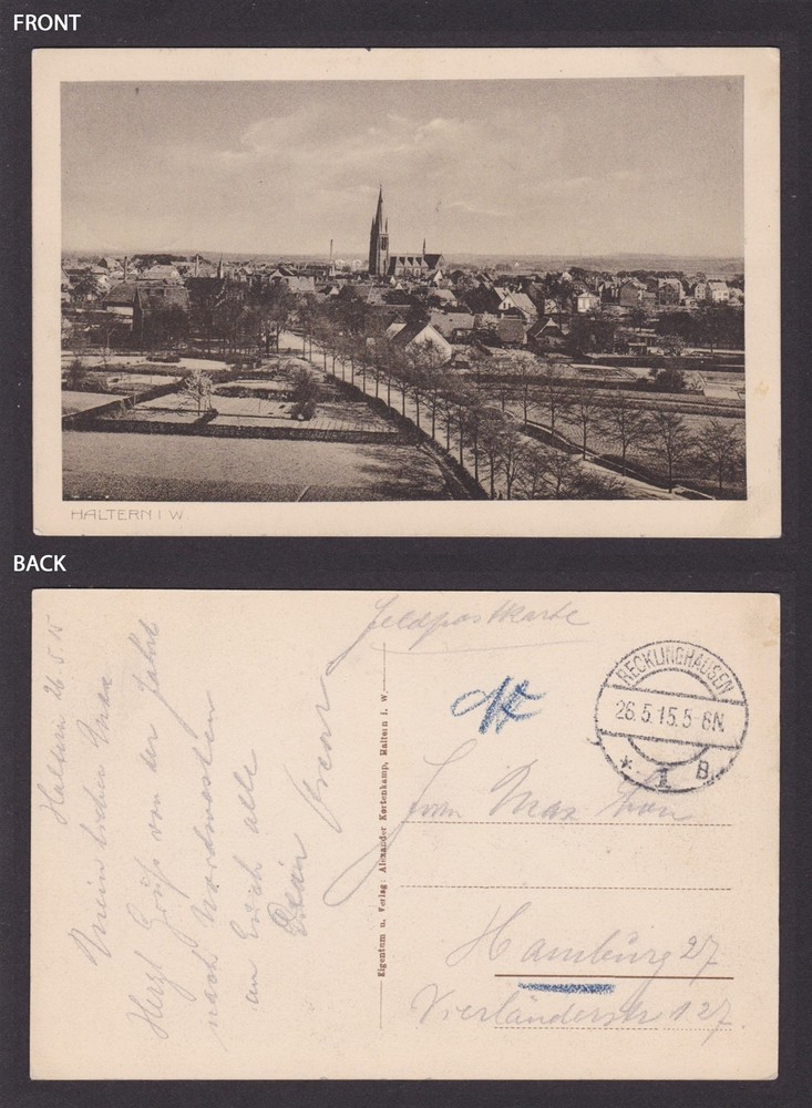 GERMANY 1915, Fieldpost card, Haltern am See, WWI