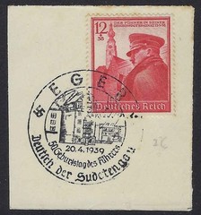 Germany 1939 Sc B137 Hitler 50th Birthday Special Cancel Eger Sudetenland Piece