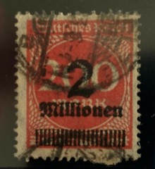 Germany 1923 stamp – 2 mil on 200m – Rose red