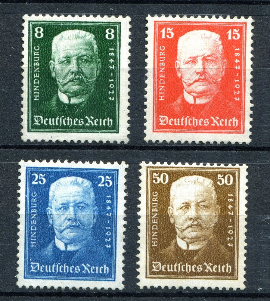 GERMANY REICH 1927 HINDENBURG WELFARE FOR WAR INVALIDS SCOTT B19-B22 PERFECT MNH