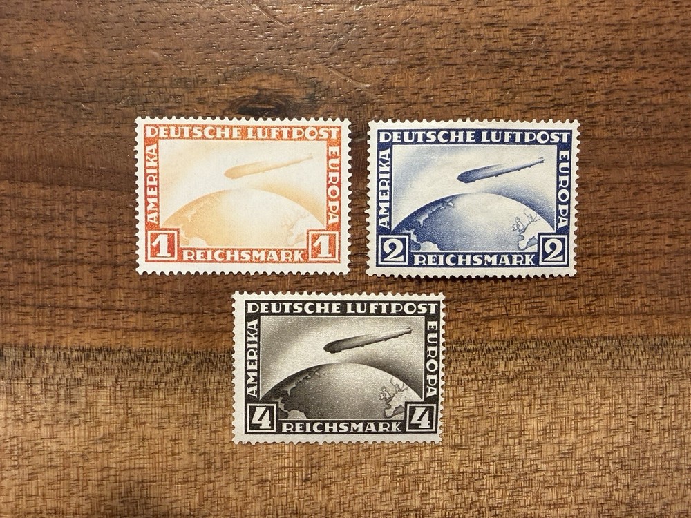 Germany #C35-7 GRAF ZEPPELINS COMPLETE MINT Set RED ORANGE 1 !!